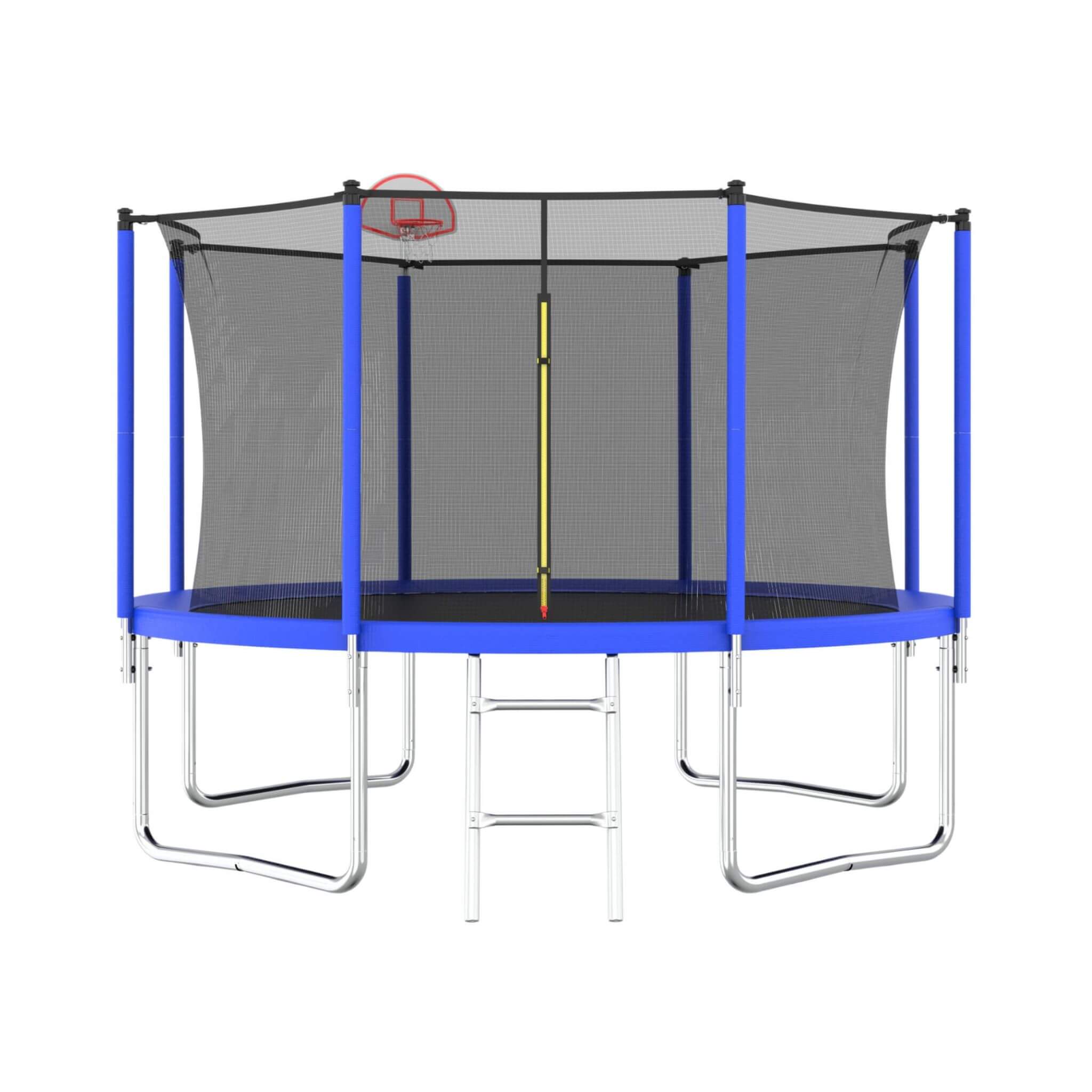 Trampolín de exterior premium de 3.65 m para niños y adultos con canasta de baloncesto y red de seguridad (SAK15723)