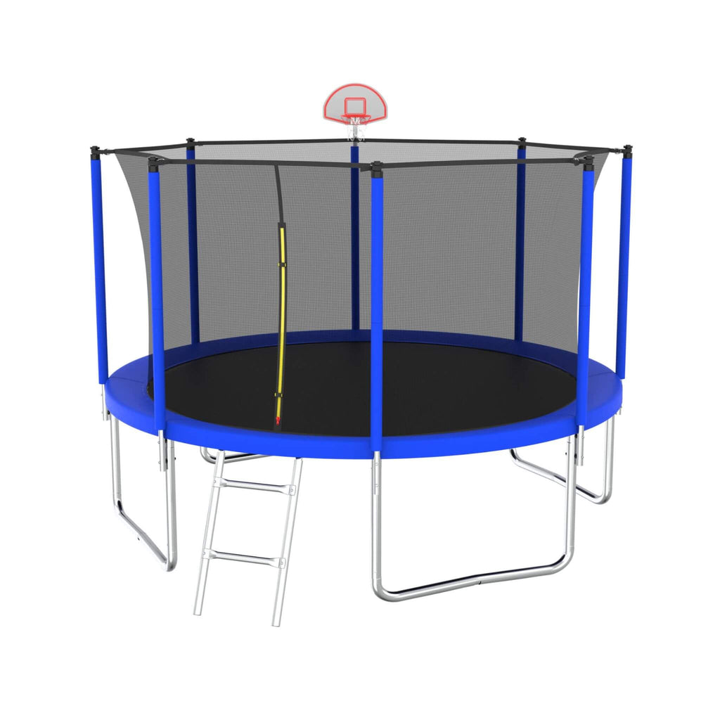 Trampolín de exterior premium de 3.65 m para niños y adultos con canasta de baloncesto y red de seguridad (SAK15723)