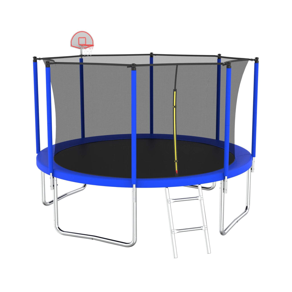 Trampolín de exterior premium de 3.65 m para niños y adultos con canasta de baloncesto y red de seguridad (SAK15723)
