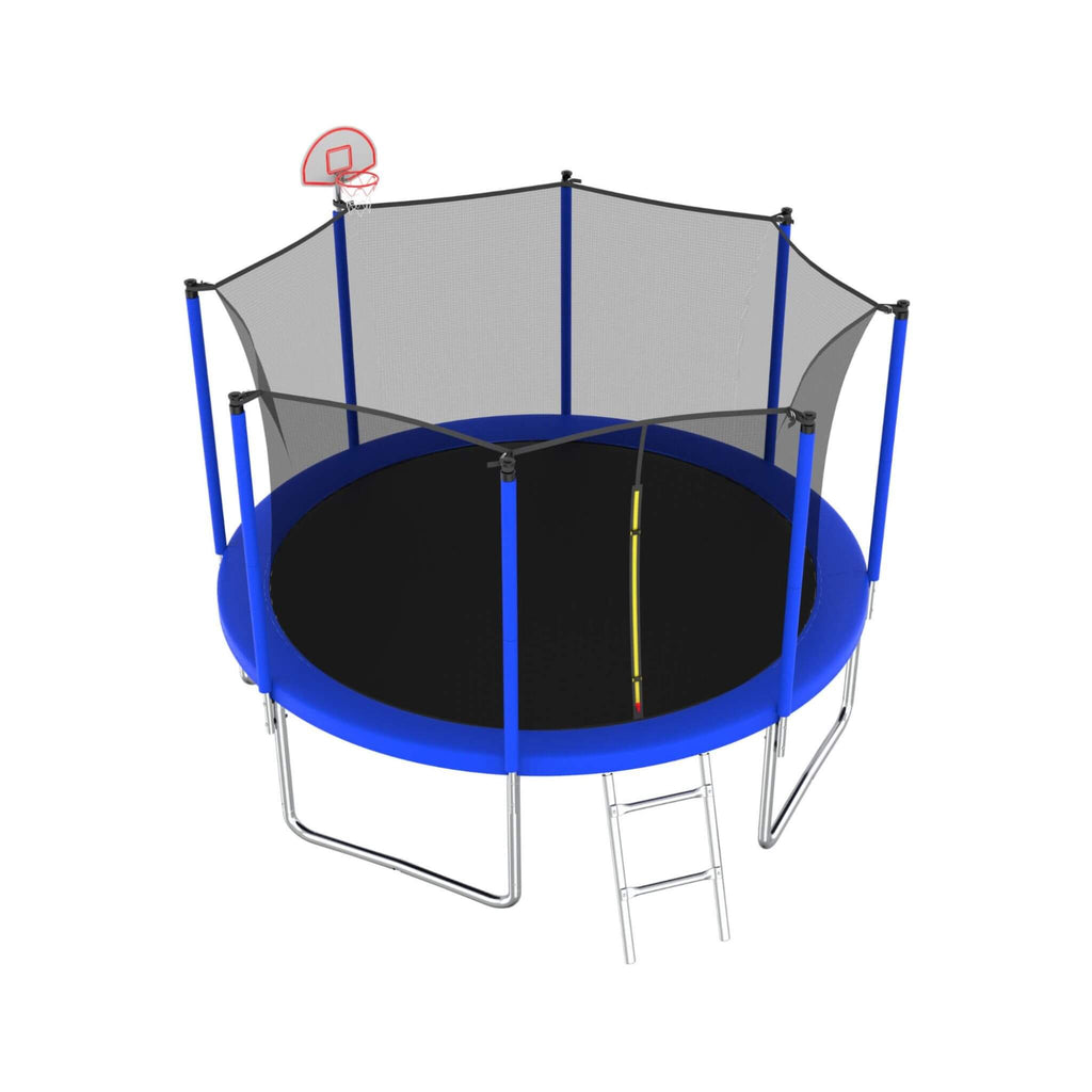 Trampolín de exterior premium de 3.65 m para niños y adultos con canasta de baloncesto y red de seguridad (SAK15723)
