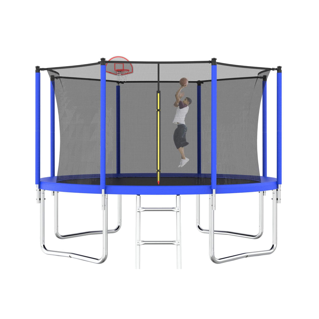 Trampolín de exterior premium de 3.65 m para niños y adultos con canasta de baloncesto y red de seguridad (SAK15723)