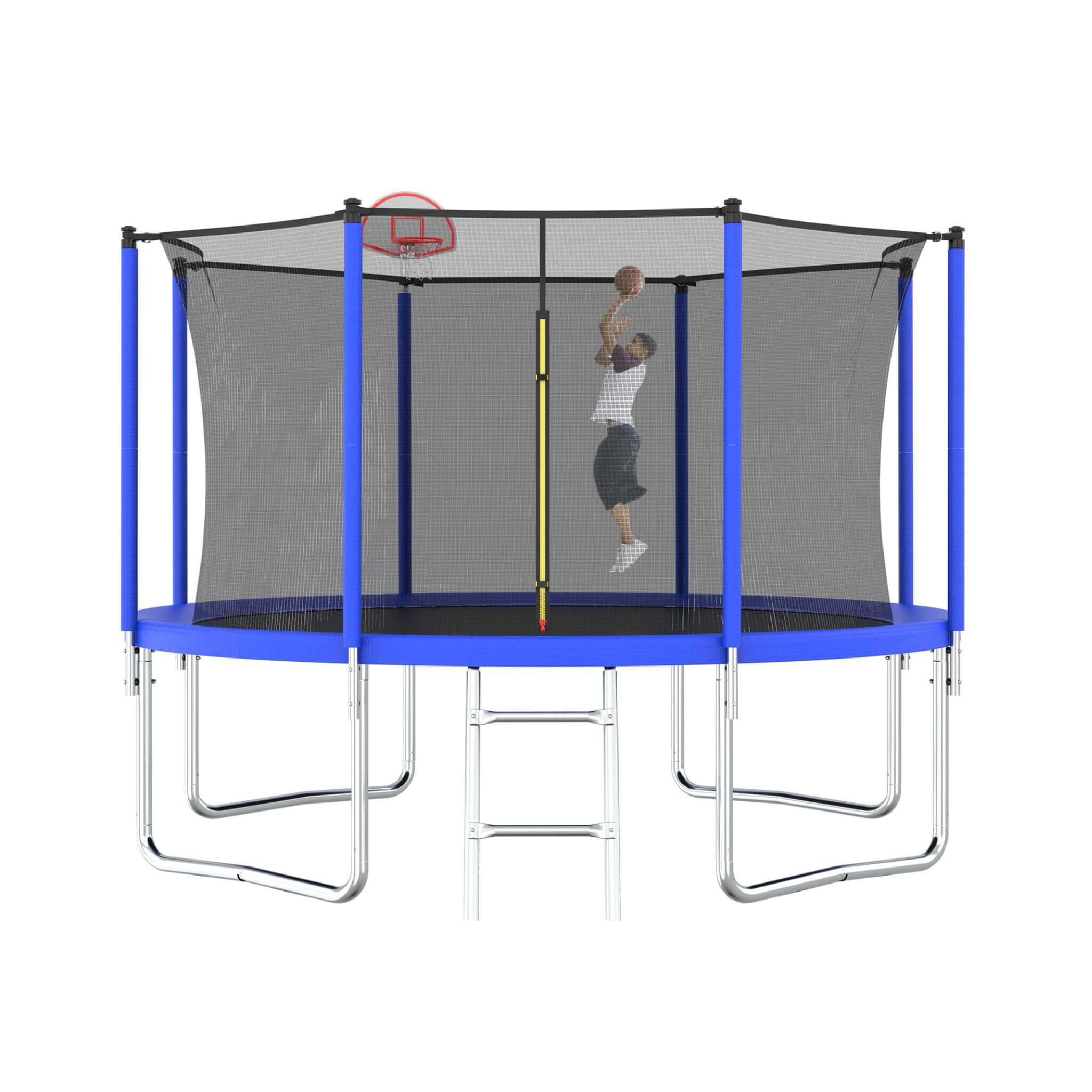 Trampolín de exterior premium de 3.65 m para niños y adultos con canasta de baloncesto y red de seguridad (SAK15723)