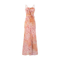 Design Ruffled Stitching Floral Dress Summer Tight Waist Slimming Vacation Maxi Dress Suspender Dress Women
