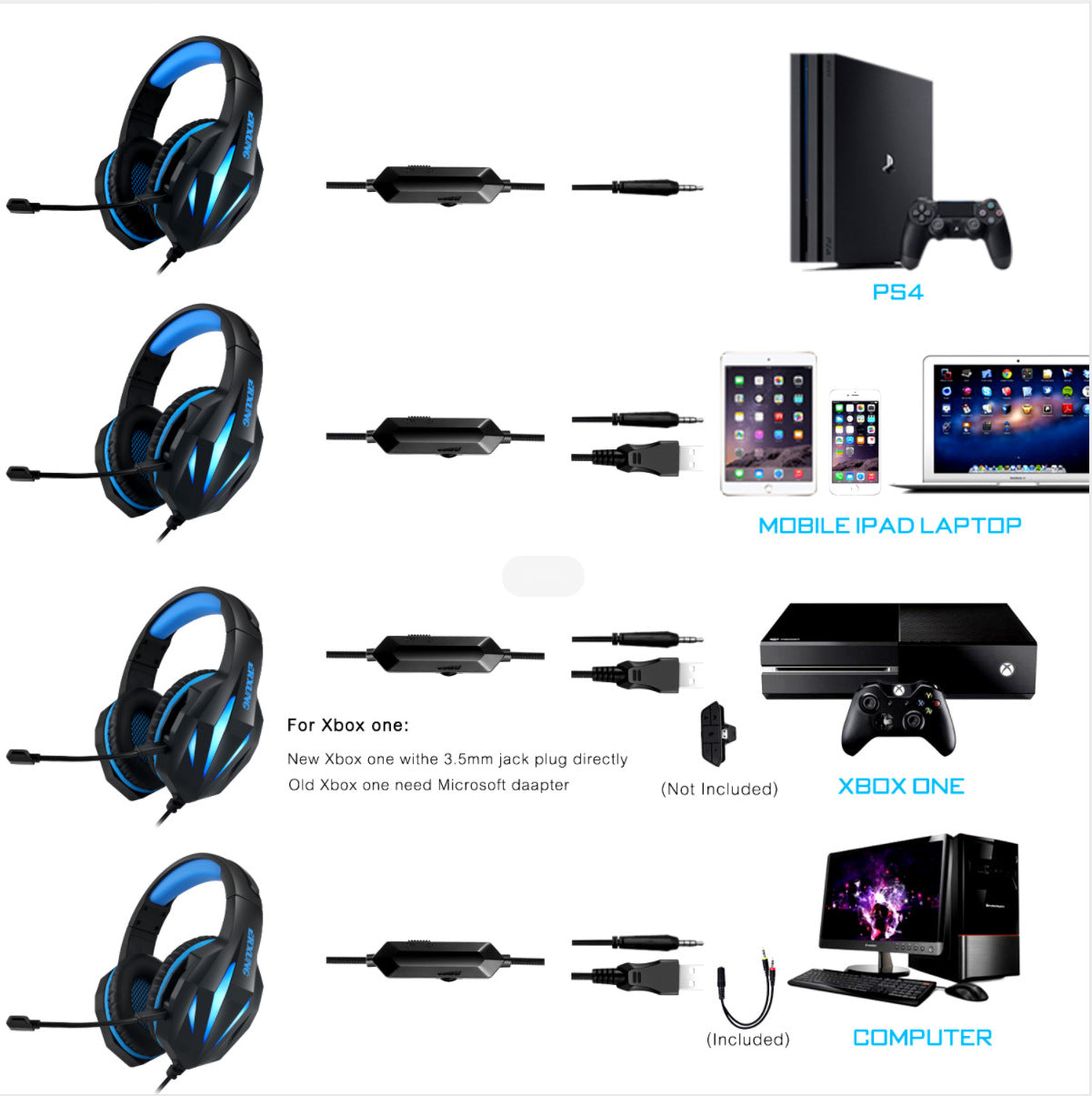Auriculares para juegos Auriculares para juegos luminosos con cable