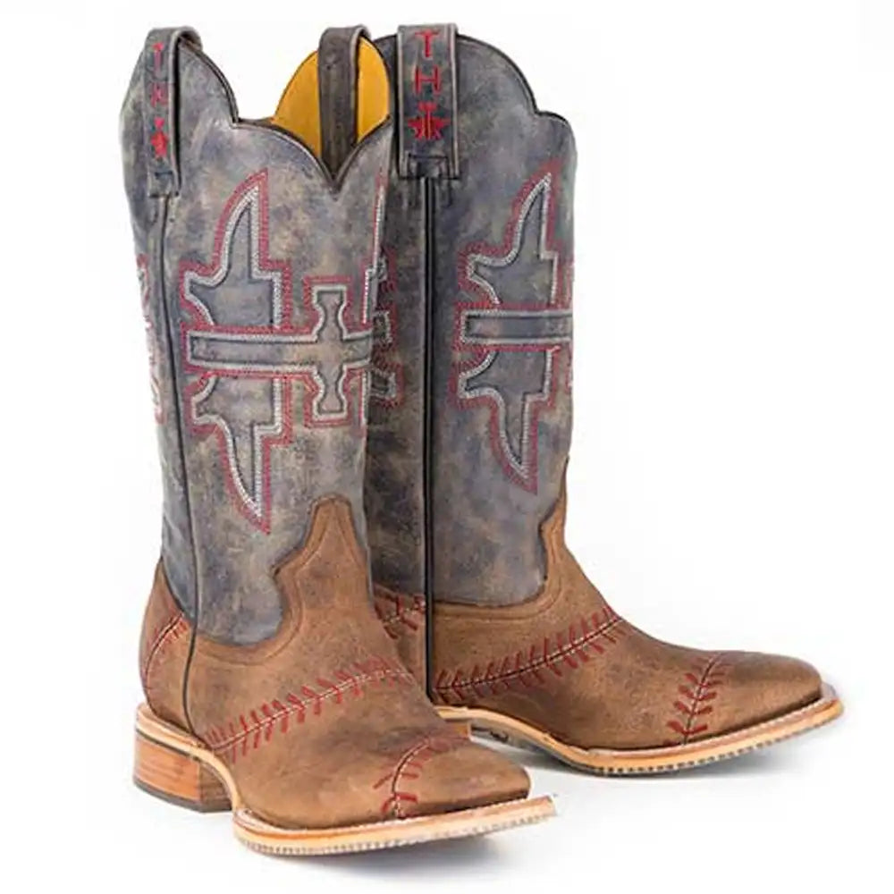 Tin Haul Slugger With Field Of Dreams Sole (Black/Tan) - Men's Leather Cowboy Boot