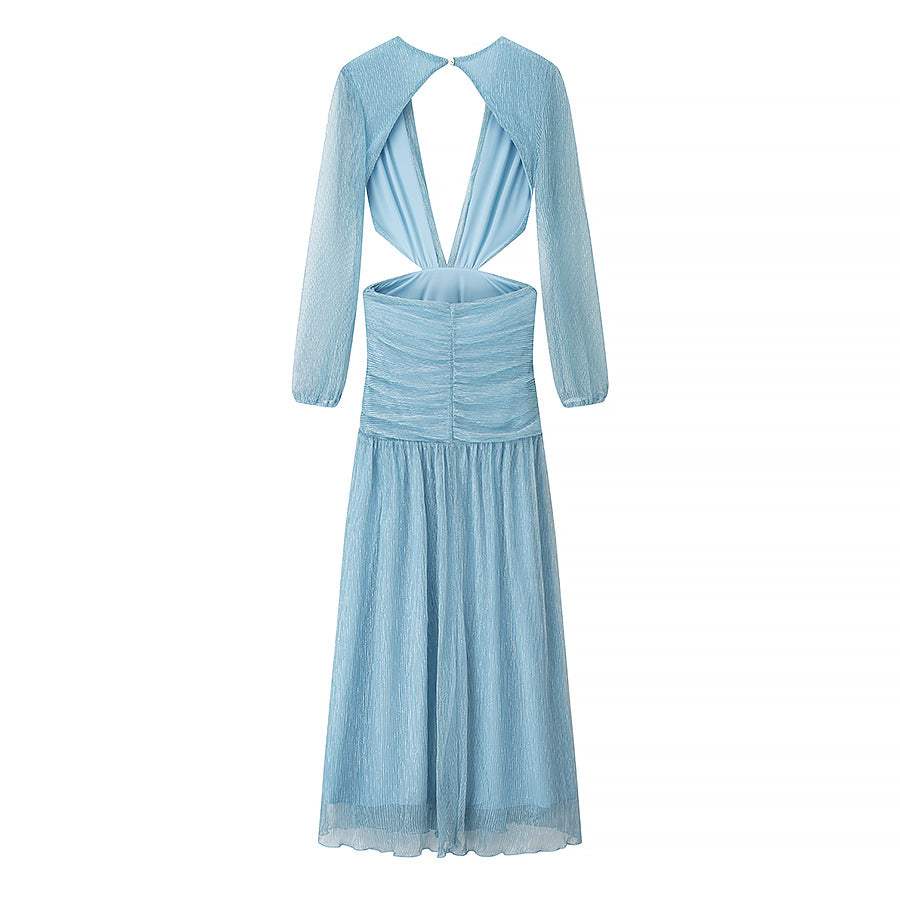 Vestido Maxi de Mujer Sexy de Vacaciones en la Playa, Conjunto Crop de Verano de Color Liso con Ambiente Costero