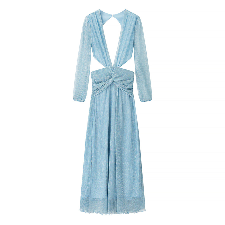 Vestido Maxi de Mujer Sexy de Vacaciones en la Playa, Conjunto Crop de Verano de Color Liso con Ambiente Costero