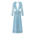 Vestido Maxi de Mujer Sexy de Vacaciones en la Playa, Conjunto Crop de Verano de Color Liso con Ambiente Costero