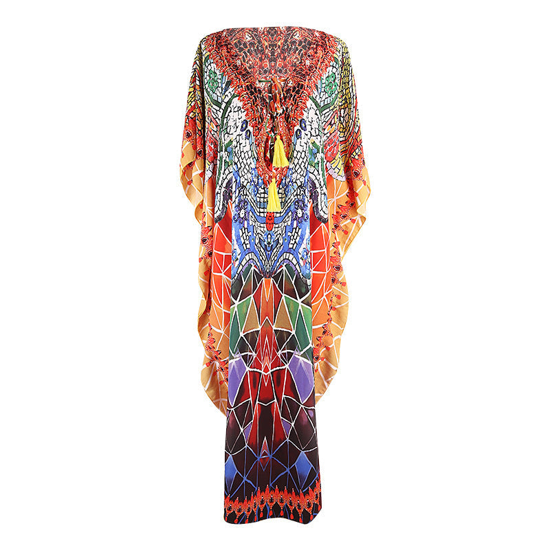 Bata de Mármol Sedosa de Secado Rápido, Vestido Largo de Playa Suelto, Blusa de Bikini/Traje de Baño