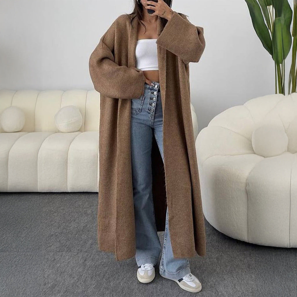 Long Sleeve Wool Overcoat Trench Coat Sweaters Women Clothing Autumn Winter