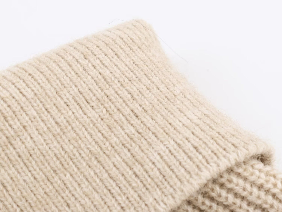 Irregular Asymmetric Turtleneck Long Sleeved Sweater Women Winter Furry Stitching Loose Sweater Top