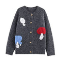 Mushroom Pattern Cute Button Cardigan Knitted Cardigan Loose Design Niche Sweater Outerwear