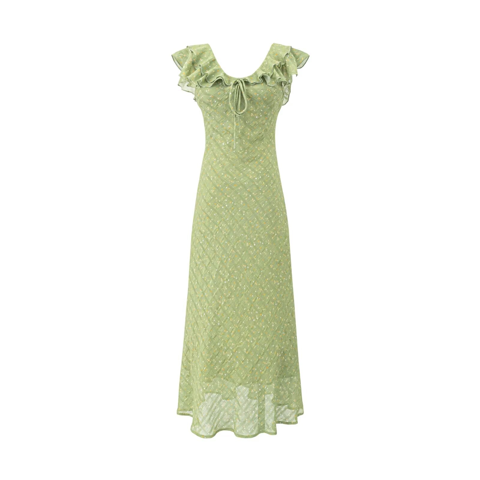 Floral Flounce V neck Summer Waist Slimming Printed Dress Long Dresses