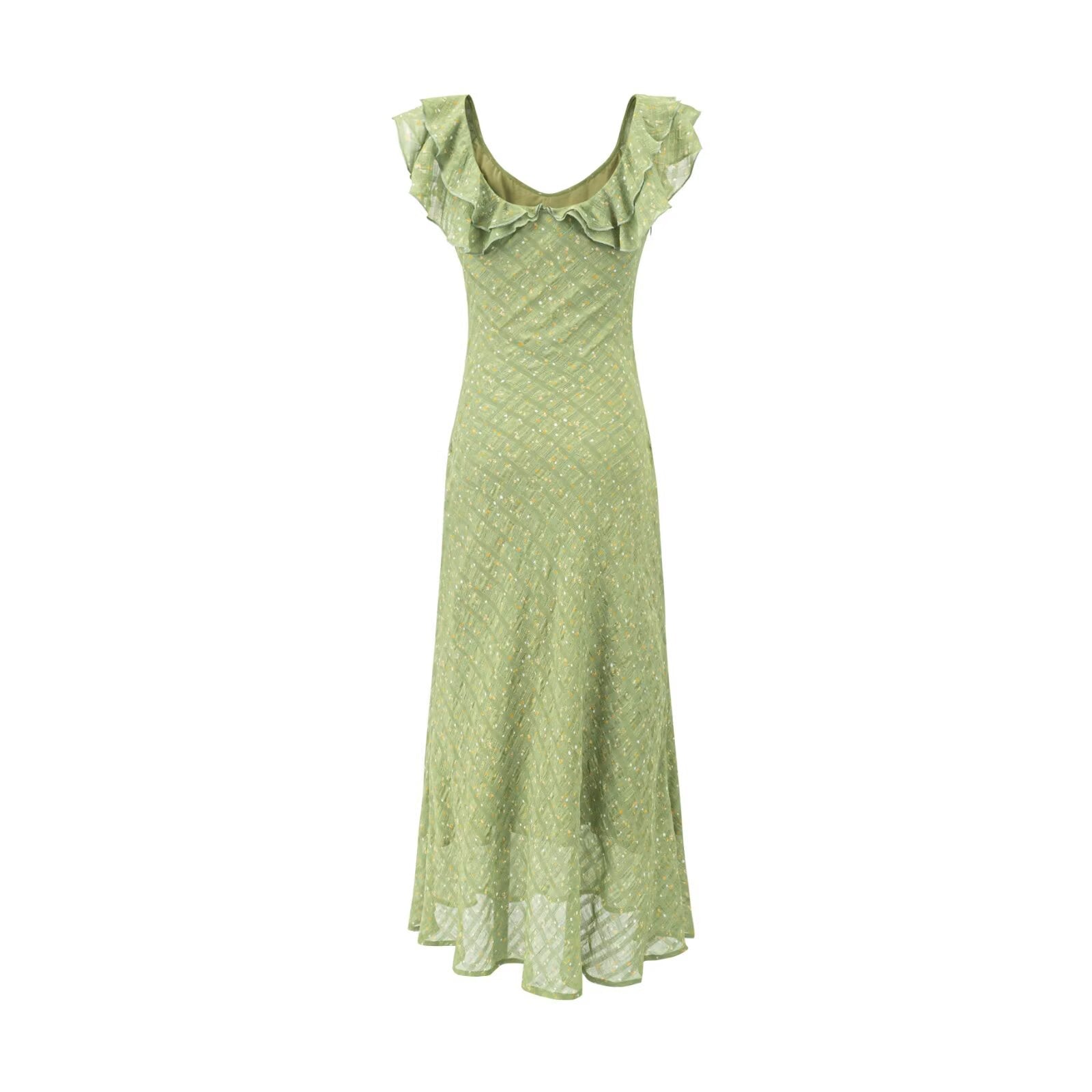 Floral Flounce V neck Summer Waist Slimming Printed Dress Long Dresses