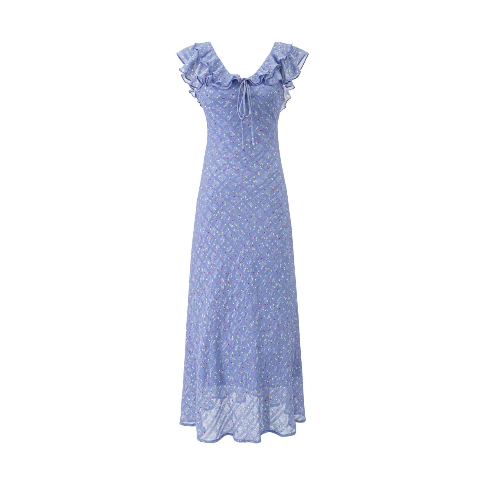 Floral Flounce V neck Summer Waist Slimming Printed Dress Long Dresses