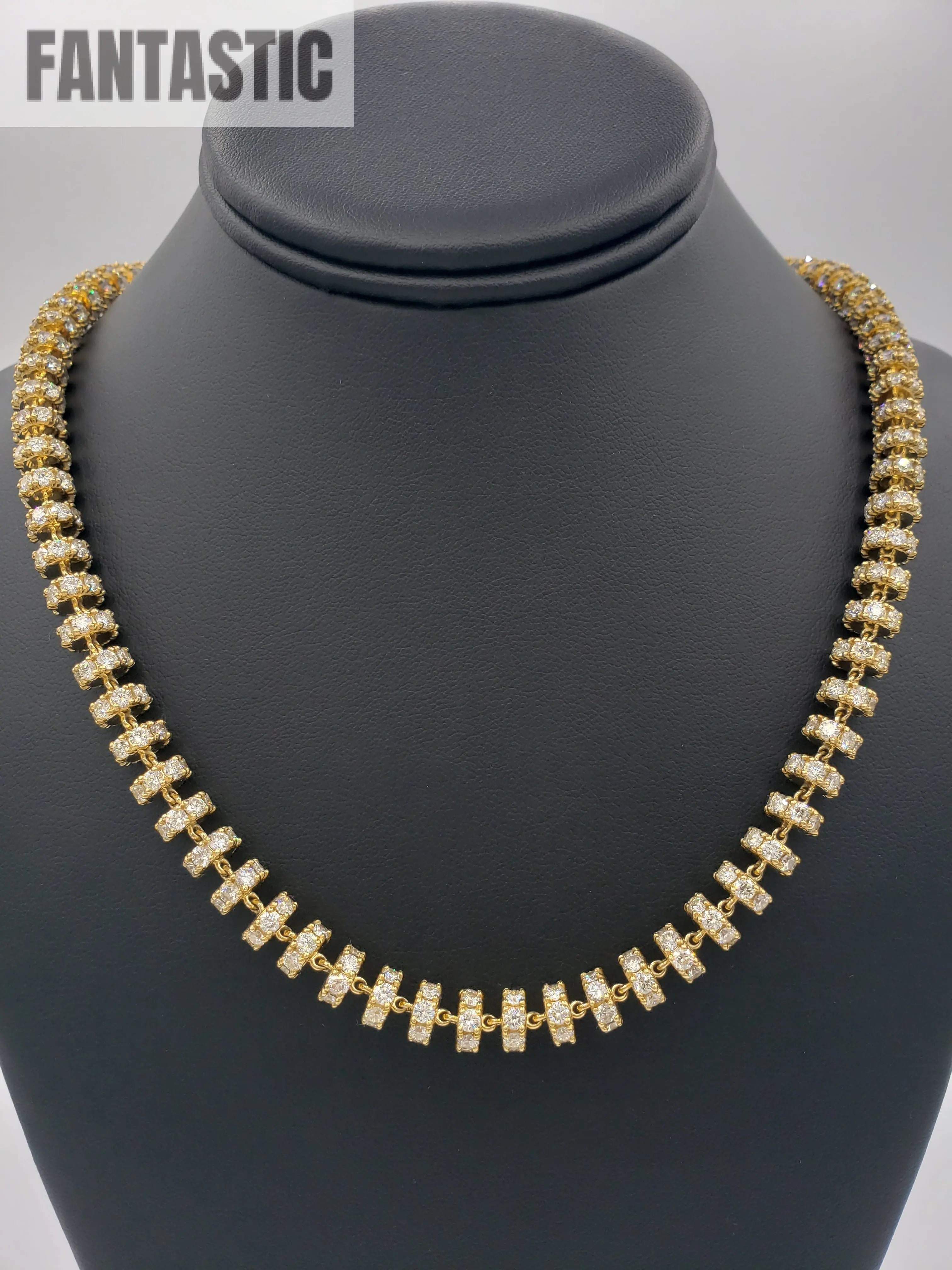 Cadena de disco de oro de 14K con diamantes | 136 gramos