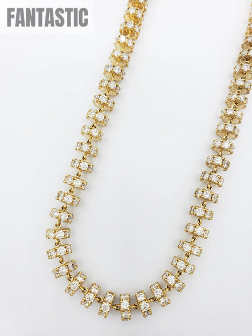 Cadena de disco de oro de 14K con diamantes | 136 gramos