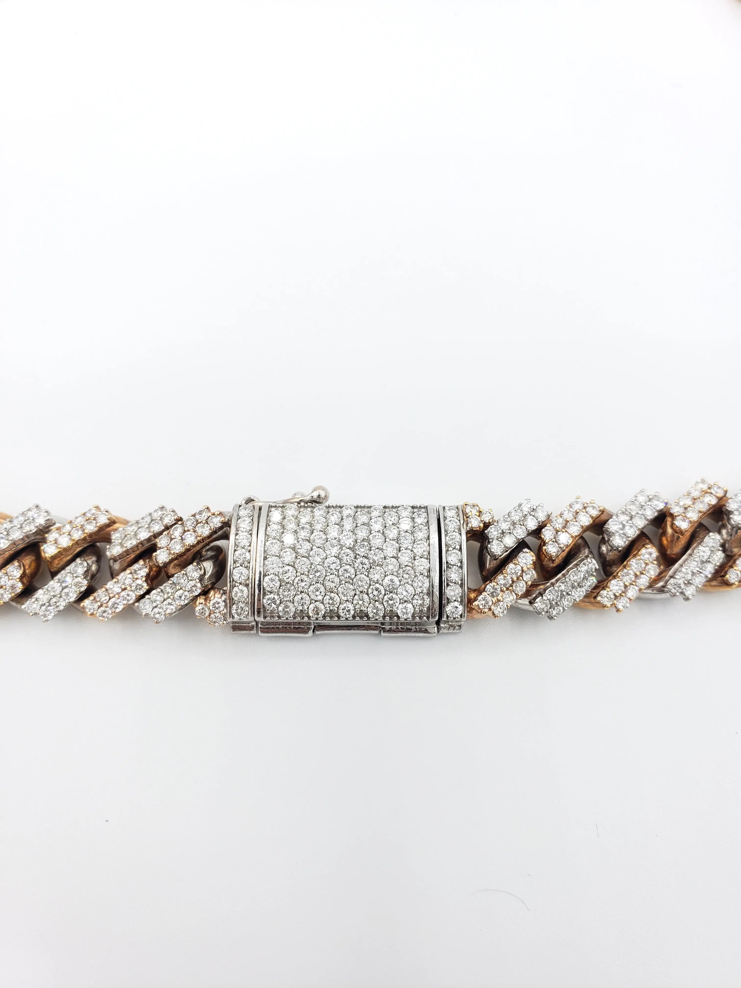 Cadena cubana Miami tricolor de oro de 14K con diamantes (264 gramos)
