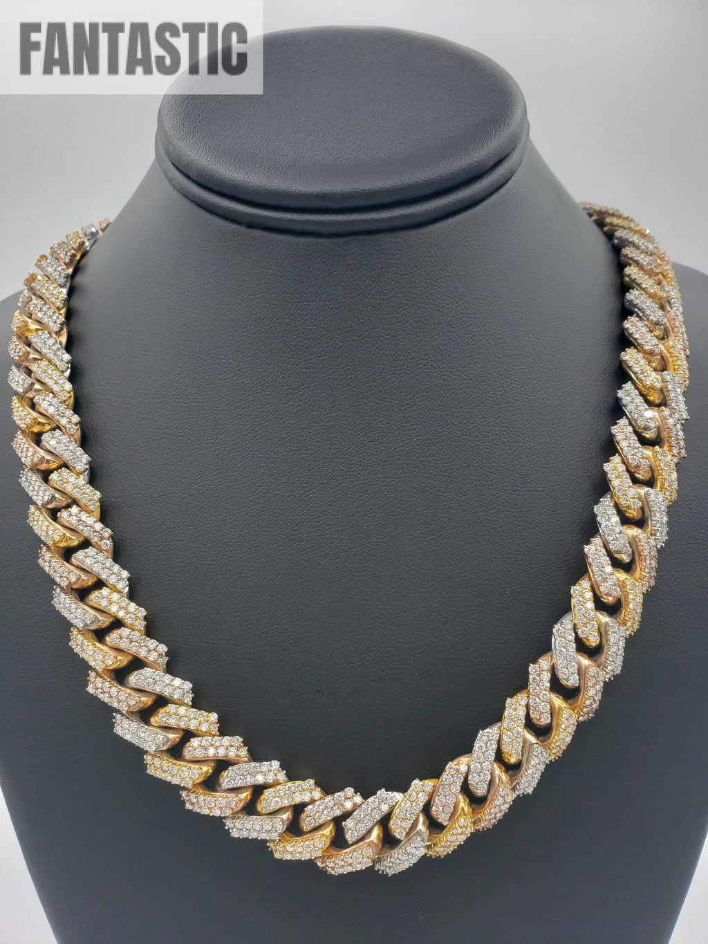 14K Gold- Diamond Miami Cuban Chain Tri-Color (331 Grams)