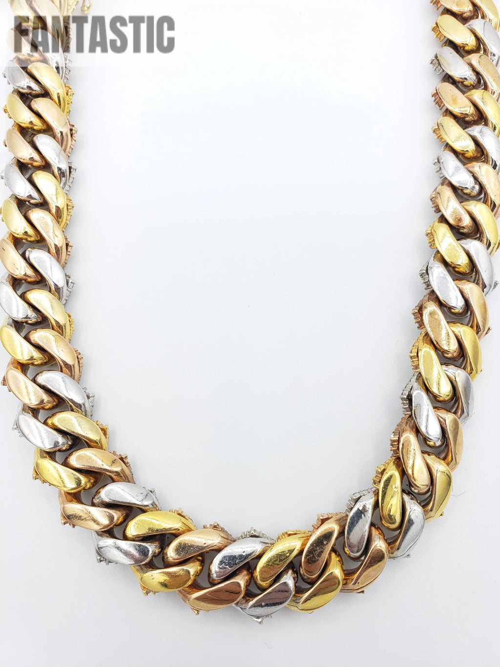 14K Gold- Diamond Miami Cuban Chain Tri-Color (331 Grams)