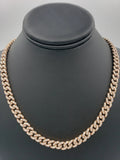 Cadena Cubana de Oro Rosa de 14K con Diamantes (93.3 Gramos)