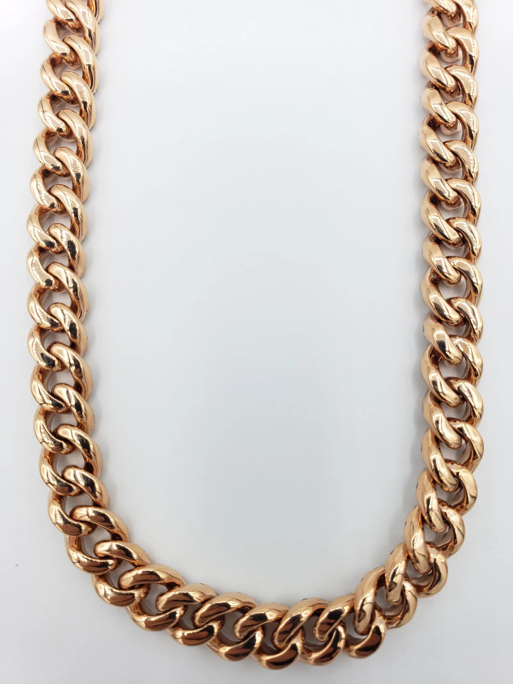 Cadena Cubana de Oro Rosa de 14K con Diamantes (93.3 Gramos)