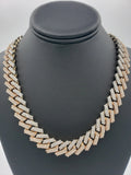 Cadena Cubana de Oro 14K con Diamantes, Dos Tonos (325 Gramos)