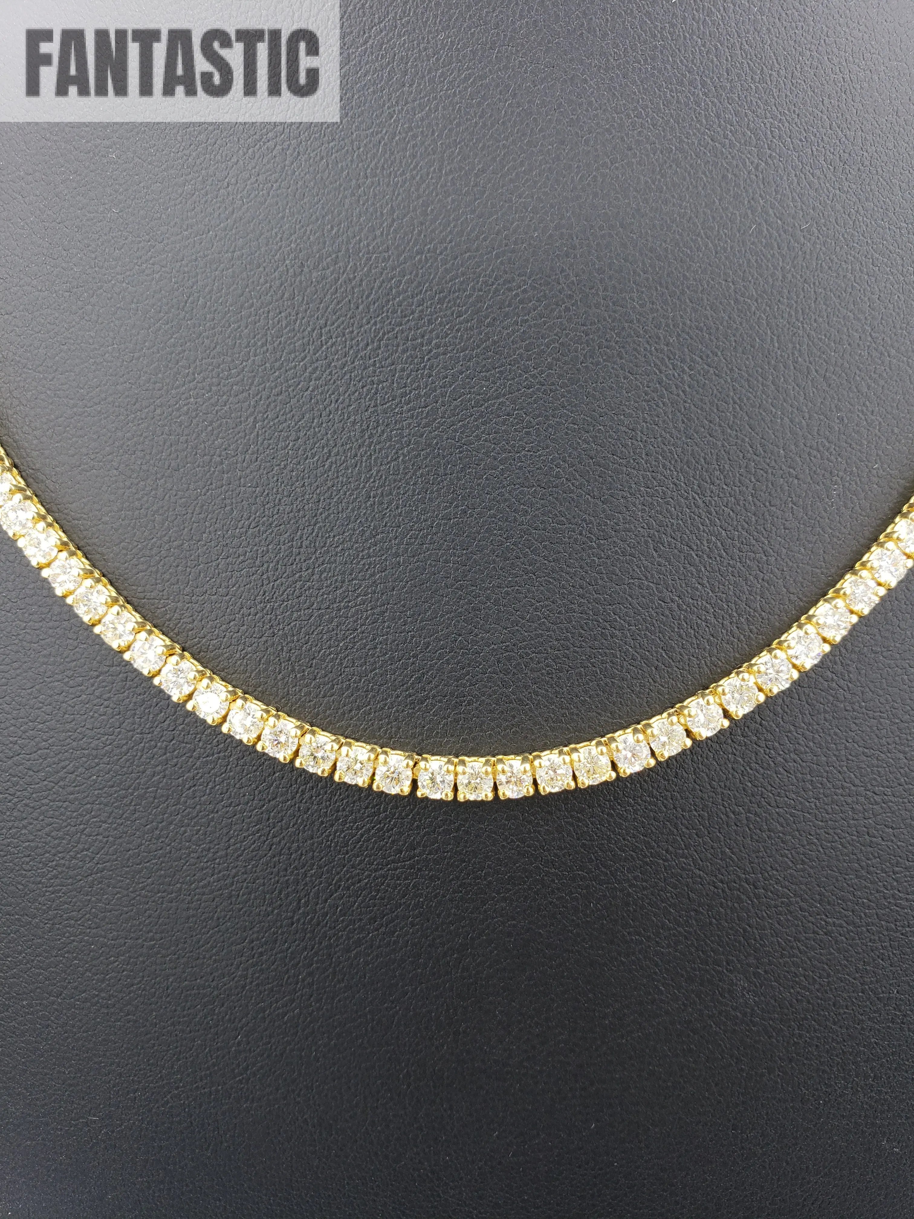 Cadena tenis de oro de 14K con diamantes, 23,5 gramos