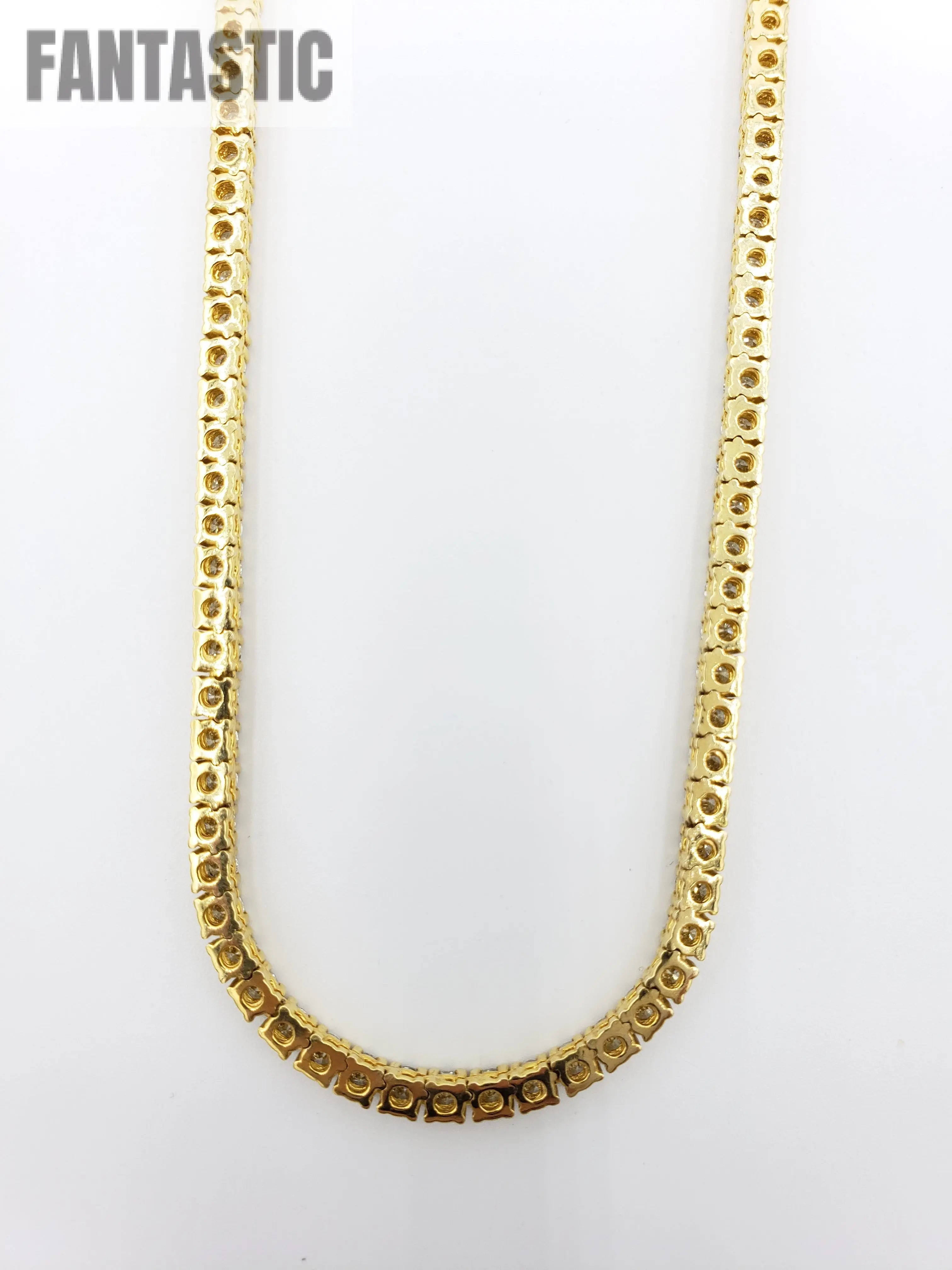 Cadena tenis de oro de 14K con diamantes, 23,5 gramos