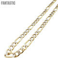 Cadena de oro de 14K hueca Figaro con corte de diamante (Pave)