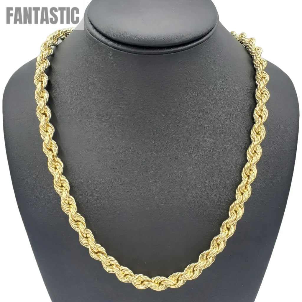 14K Gold Rope Chain Italian Necklace (Hollow) | Cadena de Oro 14K de soga italiana (hueca)