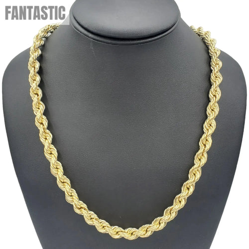 14K Gold Rope Chain Italian Necklace (Hollow) | Cadena de Oro 14K de soga italiana (hueca)