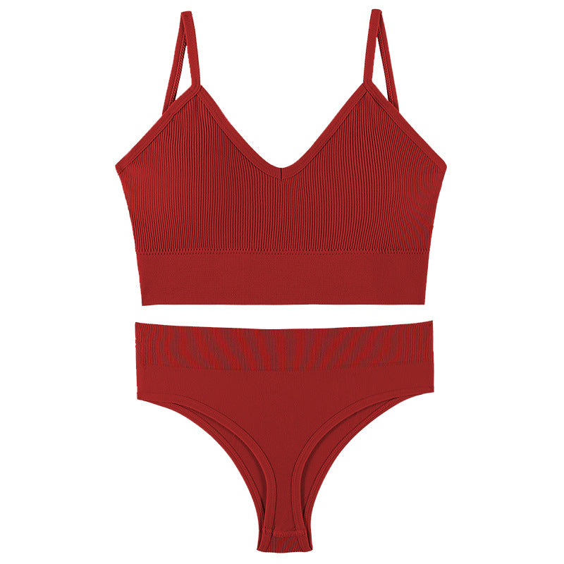 Sujetador sin costuras para mujer, top de fitness, bañador push-up, bikini de ejercicio para mujer, 2 piezas, conjunto de bikini de yoga acanalado sin costuras, sujetador deportivo y conjunto de ropa interior, 2 piezas, bikini de verano de talle alto