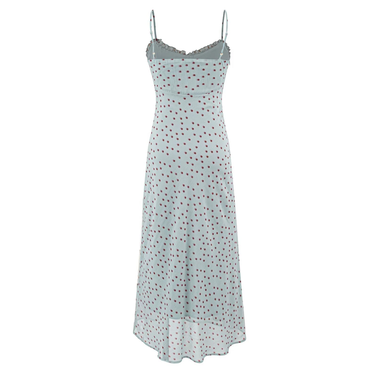 Sexy Vacation Wooden Ear Cami Dress Summer Slim Fit Slimming Retro Polka Dot Maxi Dress