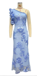 Suspenders Sheath Sexy Three Dimensional Plate Floral Dress Diagonal Collar Summer