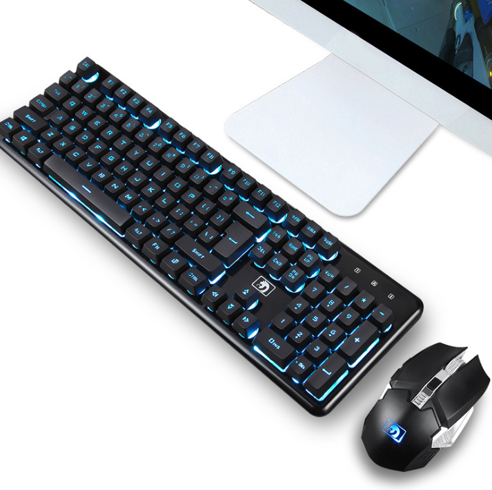 Conjunto de teclado y ratón inalámbricos para juegos ligeros con sensación mecánica