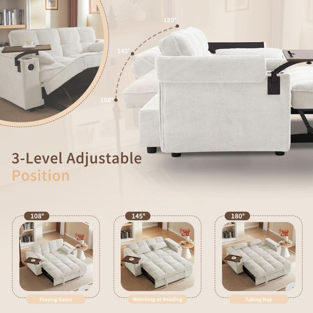 Sofá cama convertible de 65 pulgadas con respaldo ajustable