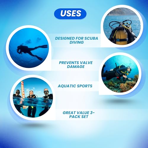 Scuba Choice Diving Tank Valve Cap Protector 3-Pack, Durable & Impact-Resistant, Fits Standard Sizes, Protects Valves from Dirt & Damage, Compact & Lightweight (Blue)