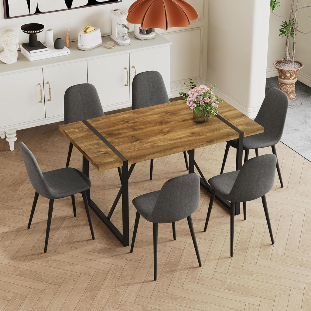 Juego de mesa de comedor Executive Industrial de nogal macizo
