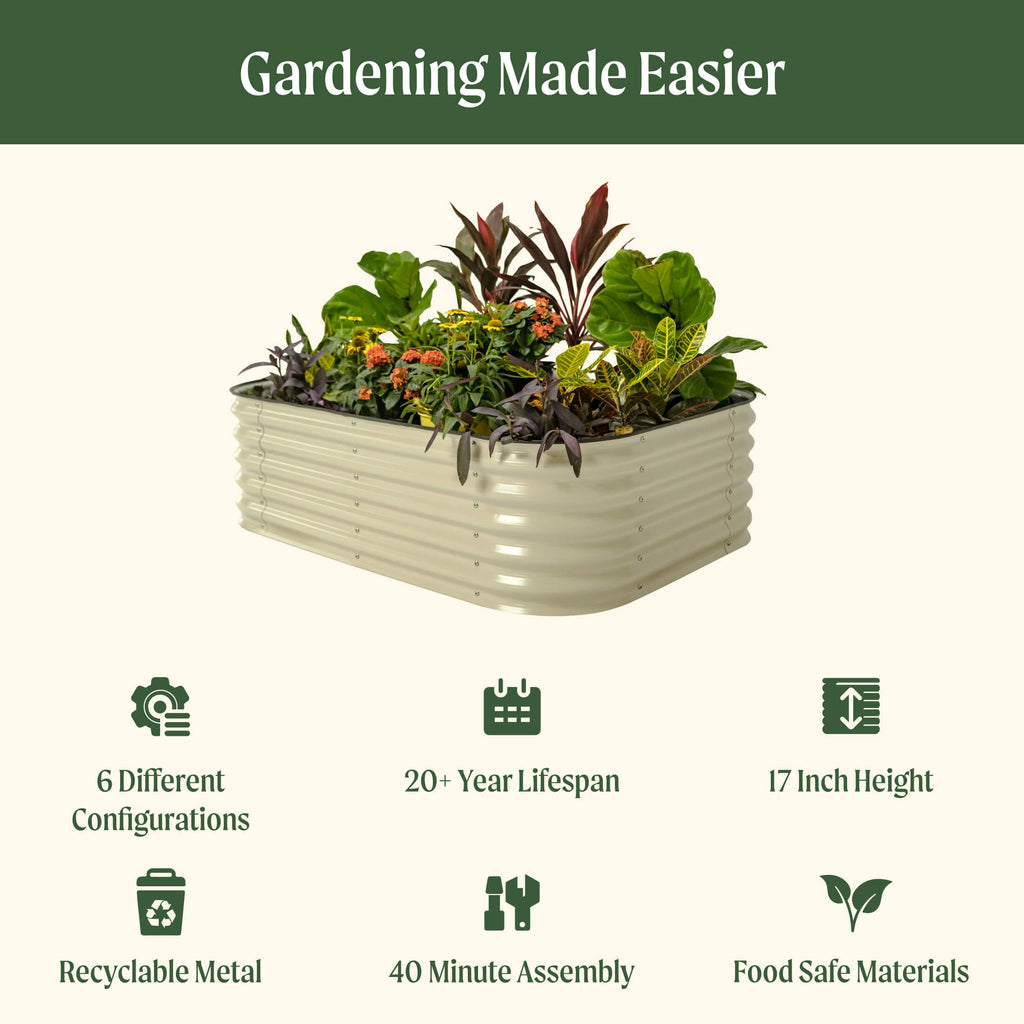 Kit de jardinera metálica modular elevada de 6 en 1 de 43 cm de altura
