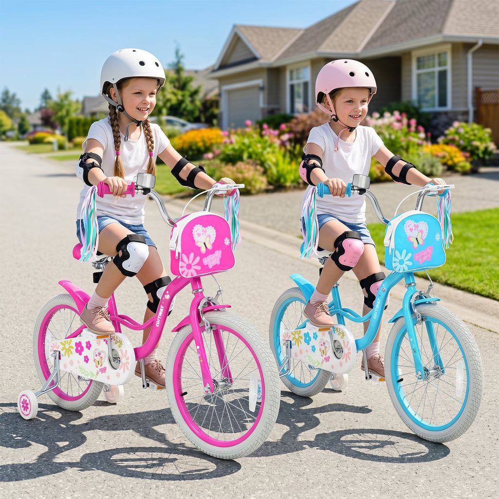 Girls Bike 12-18 Inch with Training Wheels and Front Bag