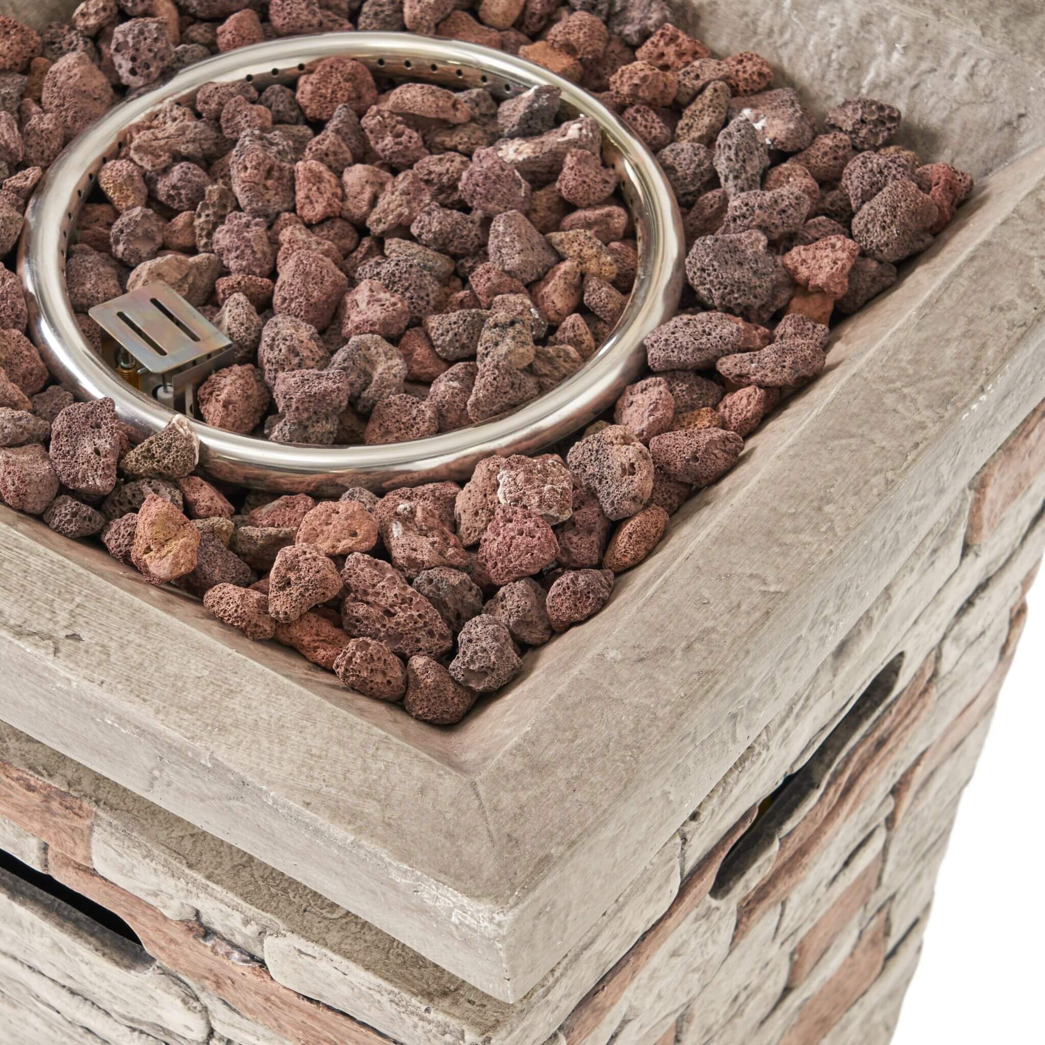 Columna de fuego de piedra natural Alora de 19 pulgadas y 40 000 BTU para exteriores (SAK36771)