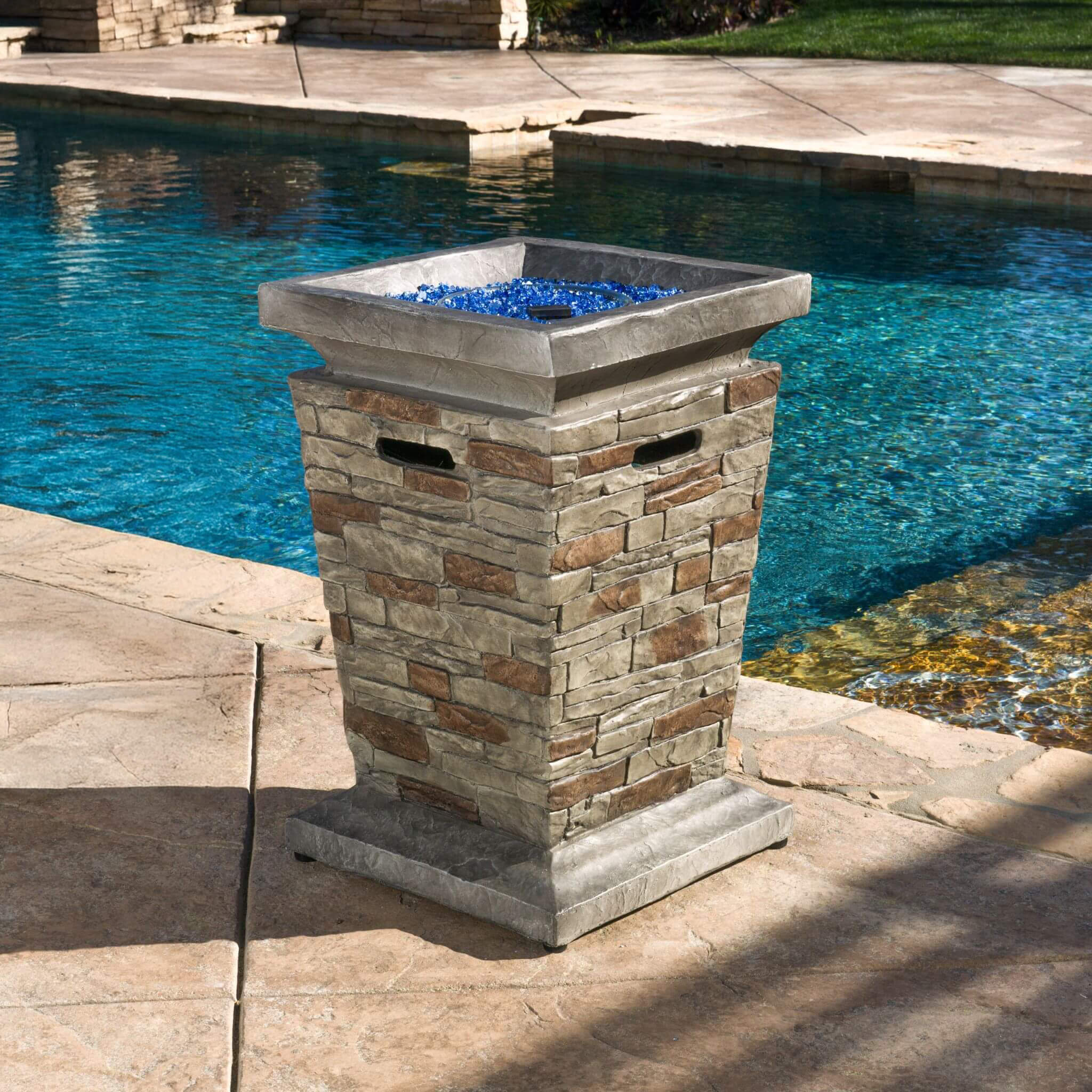 Columna de fuego de piedra natural Alora de 19 pulgadas y 40 000 BTU para exteriores (SAK36771)
