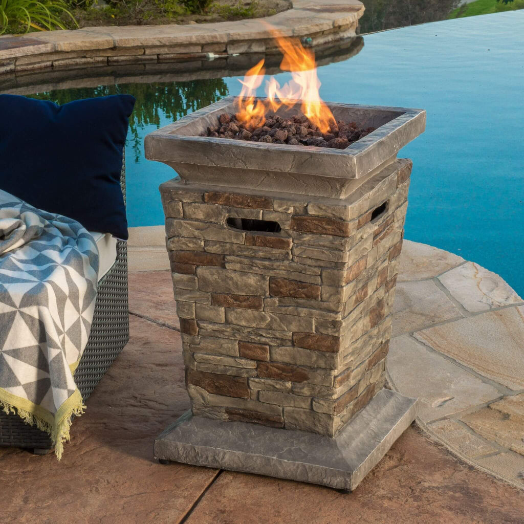 Columna de fuego de piedra natural Alora de 19 pulgadas y 40 000 BTU para exteriores (SAK36771)