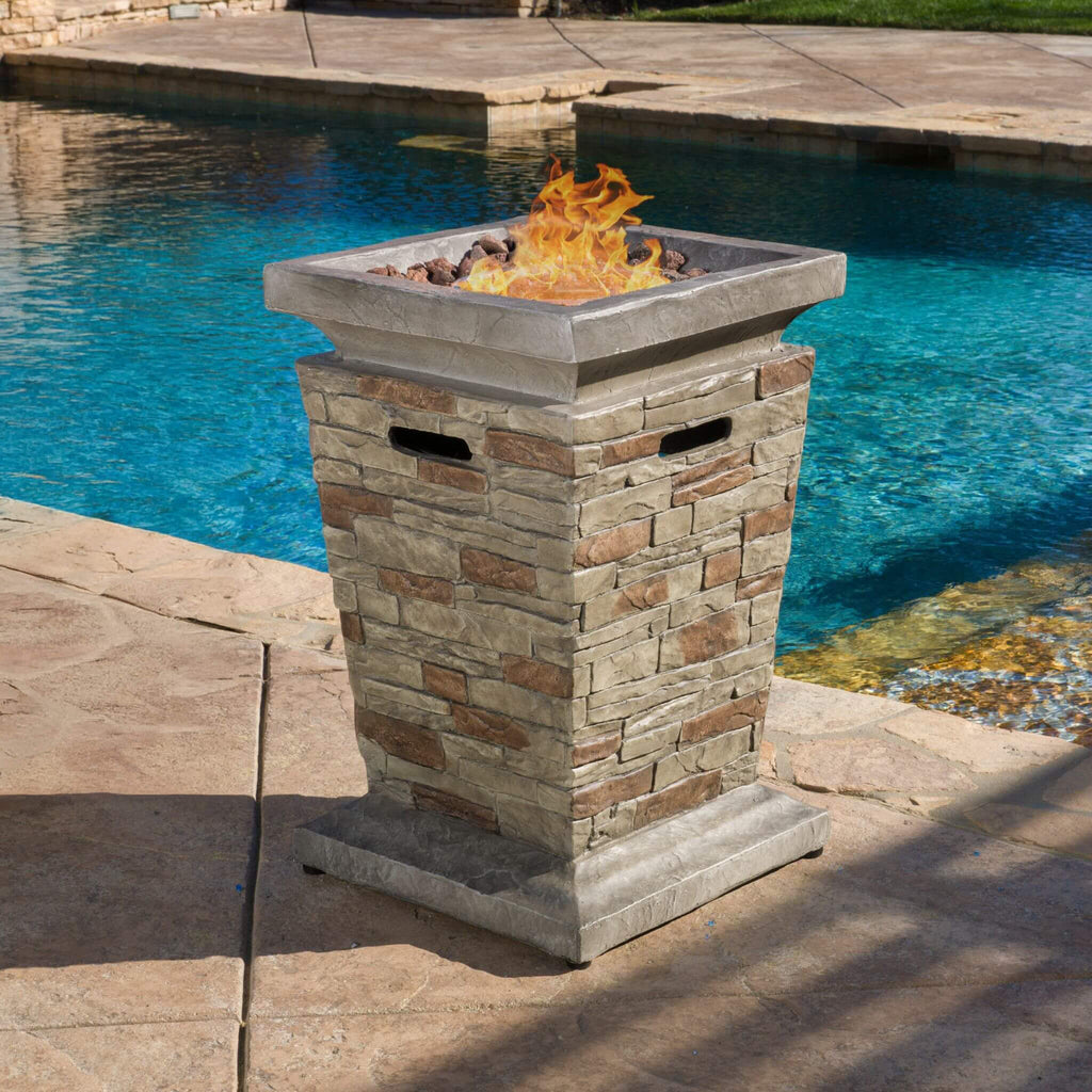 Columna de fuego de piedra natural Alora de 19 pulgadas y 40 000 BTU para exteriores (SAK36771)