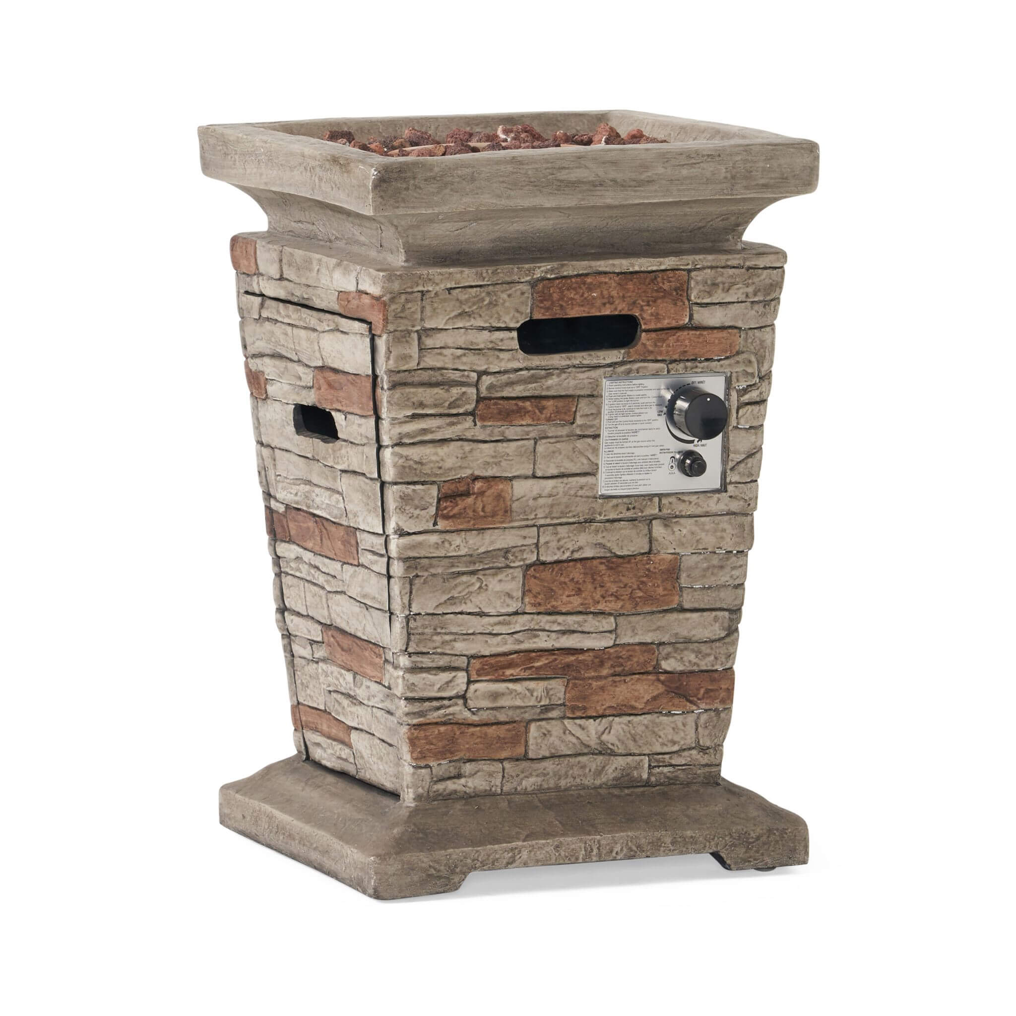 Columna de fuego de piedra natural Alora de 19 pulgadas y 40 000 BTU para exteriores (SAK36771)