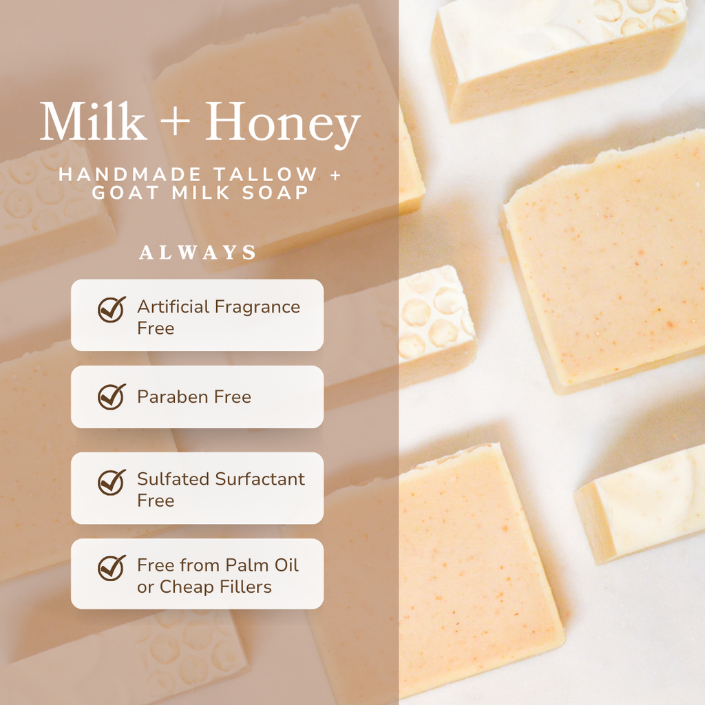 Barra de Jabón Artesanal de Sebo y Leche de Cabra Sin Fragancia Milk + Honey