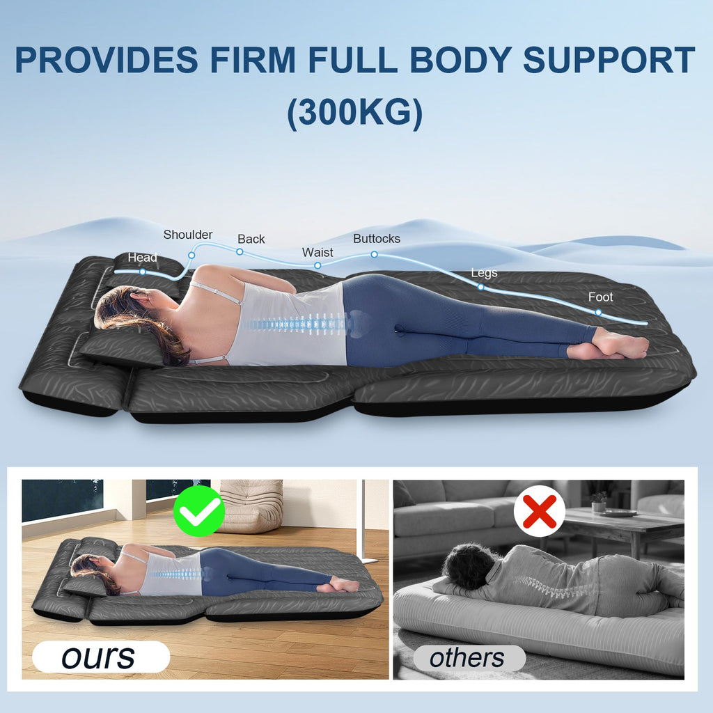 Colchón inflable DikaSun para SUV, flocado mejorado y cama de dormir extra gruesa con superficie de Oxford, bomba eléctrica, cable de carga de 3 m, negro