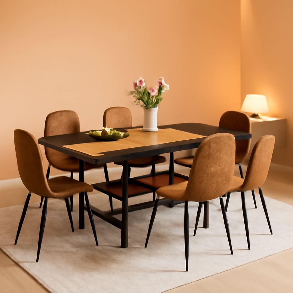 Juego de mesa de comedor rústica premium color café envejecido de 71 pulgadas