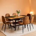 Juego de mesa de comedor rústica premium color café envejecido de 71 pulgadas